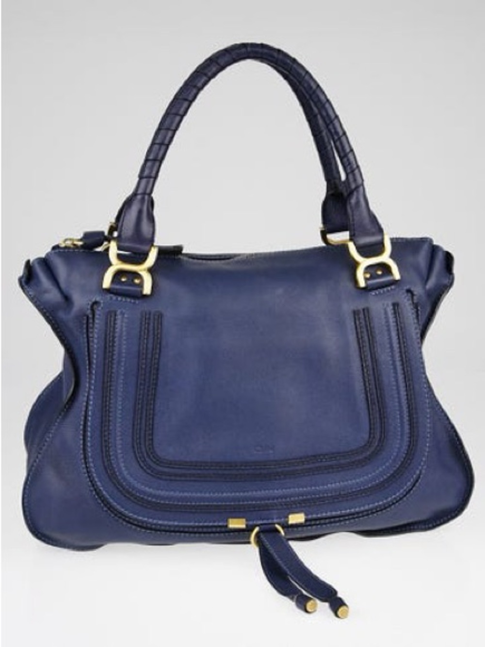 CHLOE Blue Leather Large Marcie Satchel Bag